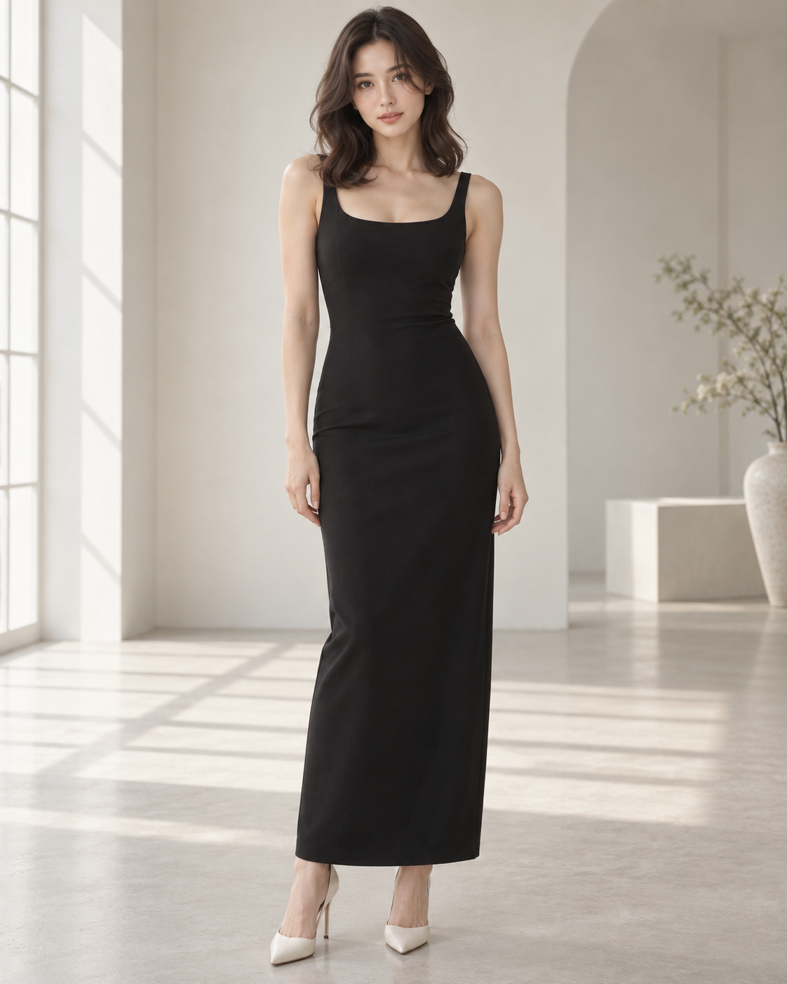 Eliana wearing a SÉVERUNE black evening dress